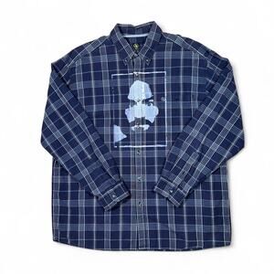 Charles manson graphic screen printed on Aigle button up shirt